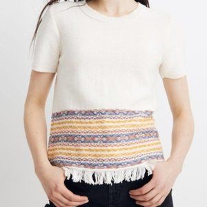 Madewell fringed short sleeve sweater size medium